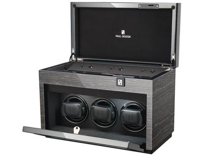 Paul Design Gentlemen  3+5 Uhrenbeweger Black Apricot – Uhrenbeweger Uhrenbeweger für mehrere Uhren aus Holz. – Ansicht 3
