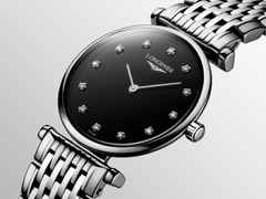 Longines La Grande Classique Quarz Edelstahl 24mm schwarzes Zifferblatt mit Diamanten Metallband – Damenuhren Uhr ohne Datum aus Edelstahl. Das Armband ist ein Edelstahlarmband. Der Zifferblatt ist ein Index. – Ansicht 2
