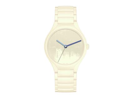Rado True Round x Les Couleurs Le Corbusier Automatik Keramik 40mm weißes Zifferblatt weißes Keramikband – Herrenuhren Uhr ohne Datum aus Keramik und Titan. Das Gehäuse ist rund und weiß. Das Keramikarmband ist weiß. Das Zifferblatt ist ohne Zeichen und weiß.