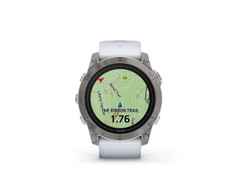 Garmin epix Pro Sapphire Titan 51 mm Kautschukband steinweiß – Herrenuhren Uhr Multifunktion aus DLC beschichtet, Kautschuk und Titan. Das Gehäuse ist rund und weiß. Das Kautschuk / Kunststoff / Silikon Armband ist weiß. Das Zifferblatt ist digital und schwarz. – Ansicht 3