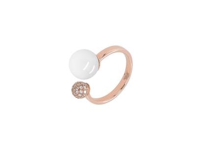 Meissen Pearl Collection Pavé Circle Ring Roségold mit weißer Perle aus Meissener Porzellan® und Brillanten 0,230ct – Ringe Ring mit Besatz in roségold und aus 750 Rotgold.