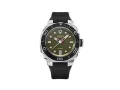 Alpina Seastrong Diver Extreme Automatik Edelstahl 39mm grünes Zifferblatt schwarzes Kautschukband – Herrenuhren Uhr mit Datum aus Edelstahl, Kautschuk und Titan. Das Gehäuse ist rund und silber. Das Kautschuk / Kunststoff / Silikon Armband ist schwarz. Das Zifferblatt ist ein Index in grün.