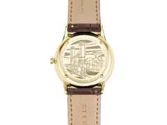 Sternglas Berlin Quarz Edelstahl Gelbgold-PVD 38mm beiges Zifferblatt braunes Lederband – Herrenuhren Uhr mit Datum aus Edelstahl, Leder und PVD beschichtet. Das Gehäuse ist rund und gelbgold. Das Lederarmband ist braun. Das Zifferblatt ist arabisch Index und beige. – Ansicht 4