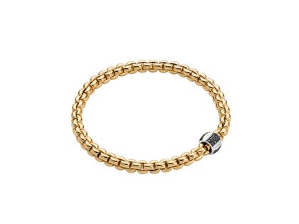 Fope Eka Flex'It Men   Armband   schmal Gelbgold M mit schwarzen Brillanten 0,240ct flexibel – Armschmuck Armband aus 750 Gelbgold, 750 Weißgold und und rhodiniert.