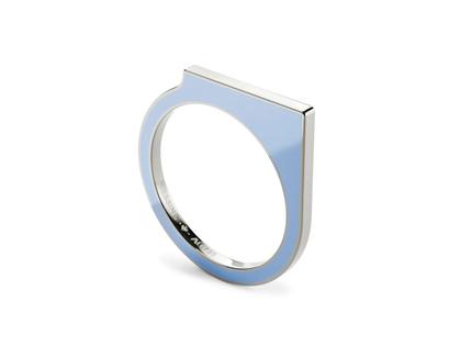 Niessing Setario Square Ring Fine Gray mit hell-dunkelblauer Emaille – Ringe Ring aus 750 Weißgold, Emaille und und .