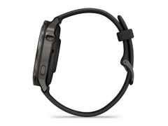 Garmin Venu 4 Quarz Edelstahl und Polymer Schiefergrau 41mm digitales Zifferblatt schwarzes Silikonband – Herrenuhren Uhr Multifunktion aus Edelstahl und Faserverstärktes Polymer. Das Gehäuse ist rund und anthrazit. Das Kautschuk / Kunststoff / Silikon Armband ist schwarz. Das Zifferblatt ist digital und schwarz. – Ansicht 3