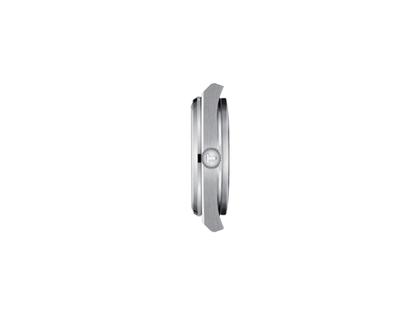 Tissot PRX Quarz Edelstahl 35mm rosafarbenes Zifferblatt Metallband – Damenuhren Uhr mit Datum aus Edelstahl. Das Gehäuse ist rund und silber. Das Edelstahlarmband ist silber. Das Zifferblatt ist ein Index in rosa. – Ansicht 2