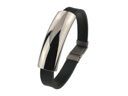 Juwelier Roller Armband aus schwarzem Kautschuk und Edelstahl – Armschmuck Armband aus Edelstahl, Kautschuk, Titan und und .