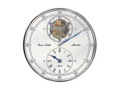 Erwin Sattler Präzisionspendeluhr Wanduhr Classica Secunda 1995 schwarz – Großuhren Wanduhr aus . Das Gehäuse ist rechteckig und schwarz. Das Zifferblatt ist arabisch Index und silber. – Ansicht 2