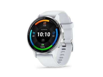 Garmin Venu 3 faserverstärktes Polymer Steinweiß 45mm steinweißes Kautschukband – Herrenuhren Uhr Multifunktion aus Edelstahl, Kautschuk und Kunststoff. Das Gehäuse ist rund und weiß. Das Kautschuk / Kunststoff / Silikon Armband ist weiß. Das Zifferblatt ist digital und schwarz. – Ansicht 3