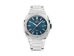 Alpina Alpiner Extreme Automatik Edelstahl 41mm blaues Zifferblatt Metallband – Herrenuhren Uhr mit Datum aus Edelstahl. Das Gehäuse ist rund und silber. Das Kautschuk / Kunststoff / Silikon Armband ist silber. Das Zifferblatt ist ein Index in blau.
