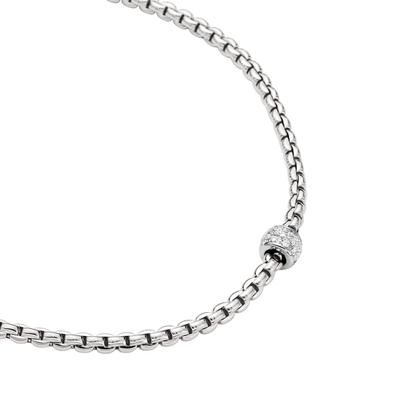 Fope Eka Tiny Collier Weißgold schmal 1 Ronde Pavé 43 cm – Halsschmuck Collier aus 750 Weißgold. – Ansicht 2