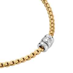 Fope Eka Tiny Collier Gelbgold 43cm mit 3 Weißgold-Ronden und Brillanten 0,18ct – Halsschmuck Collier aus 750 Gelbgold, 750 Weißgold und und . – Ansicht 2