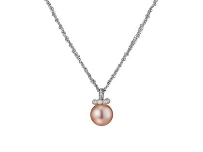 Gellner Rendezvous Collier Silber mit Mingperle und Brillanten 0,024ct – Halsschmuck Collier aus 750 Weißgold, 925 Silber und und .