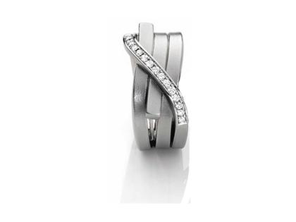 Oliver Schmidt Knoten Brillant 3fach gewickelt Damenring Edelstahl 3,2mm – Ringe Ring mit Besatz aus Edelstahl.