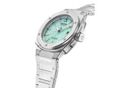 Alpina Alpiner Extreme Solarmetre Quarz Edelstahl 38mm türkisfarbenes Zifferblatt Metallband – Herrenuhren Uhr mit Datum aus Edelstahl. Das Gehäuse ist rund und silber. Das Edelstahlarmband ist silber. Das Zifferblatt ist ein Index in türkis. – Ansicht 2