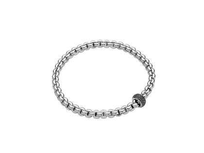 Fope Eka Flex'It Men  Armband     schmal Weißgold M mit schwarzen Brillanten 0,410ct flexibel – Armschmuck Armband aus 750 Weißgold und und rhodiniert.
