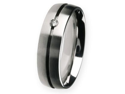 Ernstes Design R67.6 Damenring mit Brillant – Ringe Trauring mit Besatz aus Edelstahl.