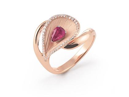 Cammilli Firenze Premiere Color Ring Pink Champagne Gold mit rosa Saphir und Brillanten 0,110ct – Ringe Ring mit Besatz aus 750 Rotgold.