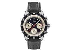 Sinn Spezialuhren 103 St Ty Hd Limited Edition Chronograph Handaufzug Edelstahl 41mm schwarzes Zifferblatt grünes Lederband – Herrenuhren Chronograph aus Edelstahl und Leder. Das Gehäuse ist rund und silber. Das Lederarmband ist grün. Das Zifferblatt ist arabisch Index und schwarz. – Ansicht 2