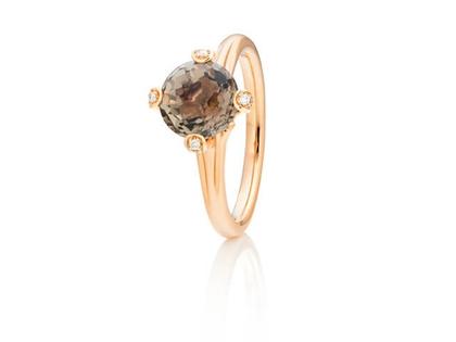 Capolavoro Capriccio Ring Roségold Rauchquarz 8 mm – Ringe Ring mit Besatz aus 750 Rotgold.