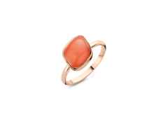 Bigli Mini Chloé Ring Roségold Milchquarz mit Koralle und Brillant 0,020ct – Ringe Ring mit Besatz in roségold und aus 750 Rotgold.