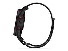 Garmin Approach S72 Titan Schwarz-DLC 47mm digitales Display schwarzes Textilband – Herrenuhren Uhr Multifunktion aus Keramik und Kunststoff. Das Gehäuse ist rund und schwarz. Das Textilarmband ist schwarz. Das Zifferblatt ist digital und schwarz. – Ansicht 3