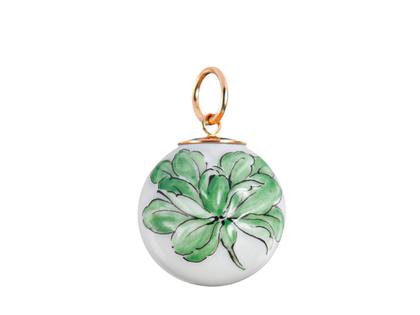 Meissen Boule Kugelanhänger "Tuberose Relief Grün" – Anhänger Anhänger ohne Besatz in weiß und aus 750 Gelbgold und Porzellan.