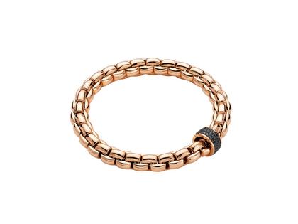 Fope Eka Flex'It Men  Armband   breit Roségold M mit schwarzen Brillanten 0,650ct flexibel – Armschmuck Armband aus 750 Rotgold, 750 Weißgold und und rhodiniert.