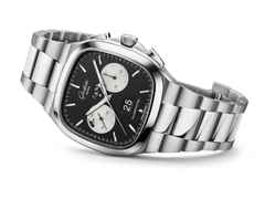 Glashütte Original Seventies Chronograph XV Limited Edition Automatik Edelstahl 40mm schwarzes Zifferblatt Metallband – Herrenuhren Chronograph aus 750 Weißgold und Edelstahl. Das Gehäuse ist quadratisch und silber. Das Edelstahlarmband ist silber. Das Zifferblatt ist ein Index in schwarz. – Ansicht 2