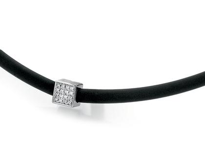 Micha Bunz Collier Platin mit Brillanten – Halsschmuck Collier aus 950 Platin, Kautschuk und und .