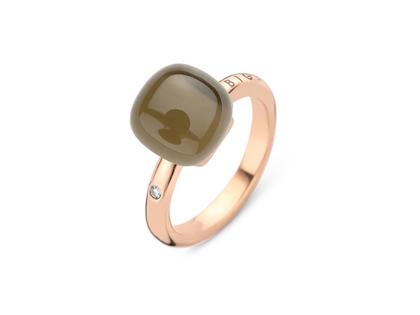 Bigli Mini Sweety "Smokey Eyes" Ring Roségold Gr. M mit Brillant 0,020ct – Ringe Ring mit Besatz aus 750 Rotgold.