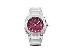 Alpina Alpiner Extreme Solarmetre Quarz Edelstahl 38mm bordeauxfarbenes Zifferblatt Metallband – Herrenuhren Uhr mit Datum aus Edelstahl. Das Gehäuse ist rund und silber. Das Edelstahlarmband ist silber. Das Zifferblatt ist ein Index in rot.
