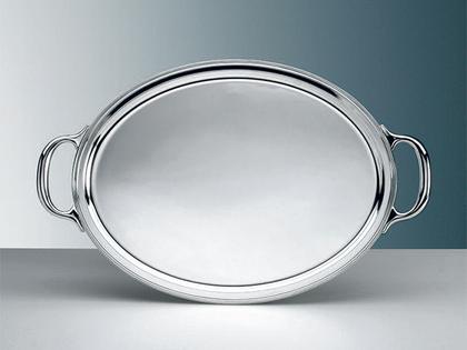 Sonja Quandt Tablatt oval mit Griffen – Silberwaren Silber Tablett aus 925 Silber.