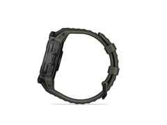 Garmin Instinct 2X Solar faserverstärktes Polymer moosgrün 50 mm Kautschukband moosgrün – Damenuhren Uhr Multifunktion aus Kautschuk und Kunststoff. Das Gehäuse ist rund und grün. Das Kautschuk / Kunststoff / Silikon Armband ist grün. Das Zifferblatt ist digital und schwarz. – Ansicht 3