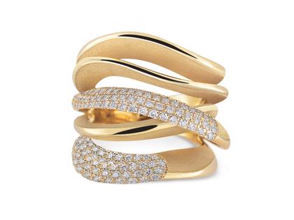 Cammilli Firenze Firenze Galaxy Ring Yellow Sunrise 5reihig mit Brillanten 0,85ct – Ringe Ring mit Besatz aus 750 Gelbgold.