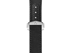 Omega Speedmaster Moonwatch Professional Chronograph Hesalitglas Handaufzug Edelstahl 42mm schwarzes Zifferblatt schwarzes Textilband – Herrenuhren Chronograph aus Edelstahl und eloxiertes Aluminium. Das Gehäuse ist rund und silber. Das Textilarmband ist schwarz. Das Zifferblatt ist ein Index in schwarz. – Ansicht 4