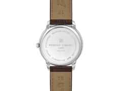 Frederique Constant Classics Moneta Moonphase Quarz 37mm silberfarbenes Zifferblatt braunes Lederband – Herrenuhren Uhr ohne Datum aus Edelstahl und Leder. Das Gehäuse ist rund und silber. Das Lederarmband ist braun. Das Zifferblatt ist ein Index in silber. – Ansicht 2