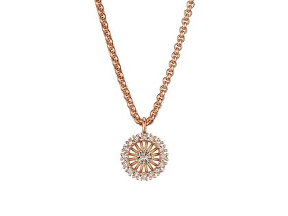 Jörg Heinz Swing Boho Kette mit Anhänger Small Roségold 42cm mit Brillanten 0,244ct naturbraun – Halsschmuck Kette mit Anhänger aus 750 Rotgold.