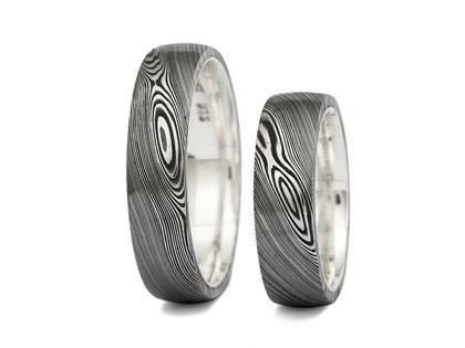 Wagebundt Joachim Bartz Trauringpaar Damaszenerstahl Silber – Ringe Trauring aus 925 Silber, Damaststahl und und .