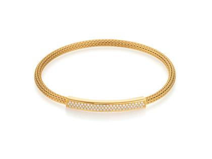 Jörg Heinz Infinity Flex-Armband "Pavé" Strumpfgeflecht Gelbgold 17cm mit Brillanten 0,220ct – Armschmuck Armband aus 750 Gelbgold.
