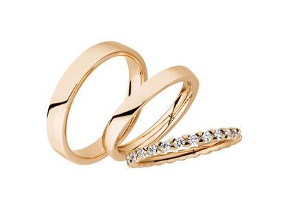 Christian Bauer Trauringpaar Roségold gewölbt mit Brillanten 0,580ct – Ringe Trauring mit Besatz aus 585 Rotgold.