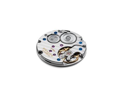 Nomos Glashütte Tetra 27 Champagner Handaufzug Edelstahl 27mm beiges Zifferblatt braunes Lederband – Damenuhren Uhr ohne Datum aus Edelstahl. Das Gehäuse ist quadratisch und silber. Das Lederarmband ist beige. Das Zifferblatt ist arabisch Index und beige. – Ansicht 5