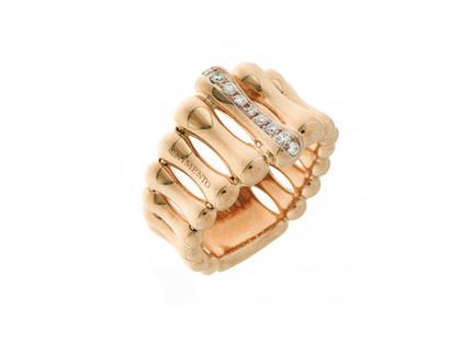 Chimento Bamboo Over Ring Roségold mittel mit Brillanten 0,134ct – Ringe Ring mit Besatz aus 750 Rotgold, 750 Weißgold und und .