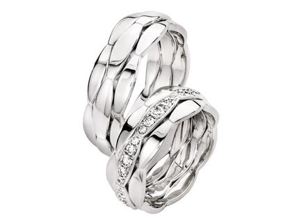 Furrer Jacot Trauring Paar Nr.  7 – Ringe Trauring mit Besatz aus 950 Palladium.