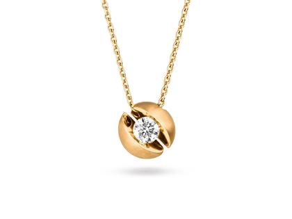 Schaffrath Calla Collier  Gelbgold mit Brillant 0,40 – Halsschmuck Kette mit Anhänger aus 750 Gelbgold.