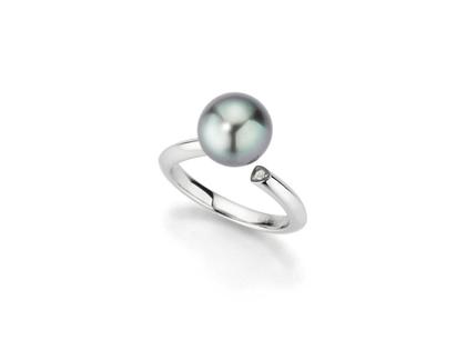 Gellner Wave Ring Platin mit Maruteaperle und Brillant 0,015ct – Ringe Ring mit Besatz in grau und aus 950 Platin.