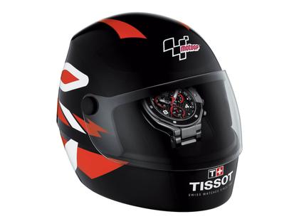 Tissot T-Race MotoGP                2022 Chronograph Limited Edition  Quarz – Herrenuhren Chronograph aus Edelstahl und PVD beschichtet. Das Gehäuse ist rund und silber. Das Edelstahlarmband ist silber. Das Zifferblatt ist arabisch Index und schwarz. – Ansicht 6