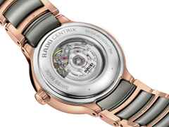 Rado Centrix Diamonds Automatik Edelstahl Roségold-PVD 30,5mm weißes Zifferblatt mit Brillanten Metallband – Damenuhren Uhr mit Datum aus Edelstahl, Keramik und PVD beschichtet. Das Gehäuse ist rund und roségold. Das Keramikarmband ist grau. Das Zifferblatt ist ein Index in weiß. – Ansicht 4