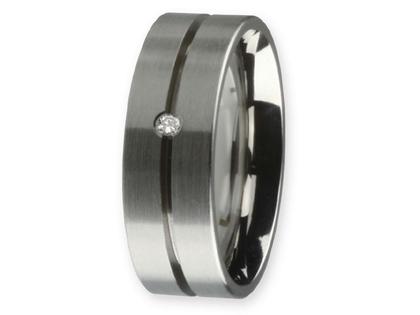 Ernstes Design Ring Nr. 110 R144.7 – Ringe Trauring mit Besatz aus Edelstahl.
